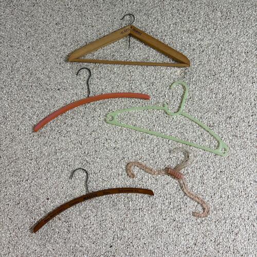 Five Assorted Vintage Clothing Hangers
