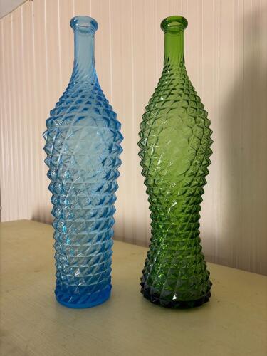 Textured Glass Vases in Mid-Century Modern Style