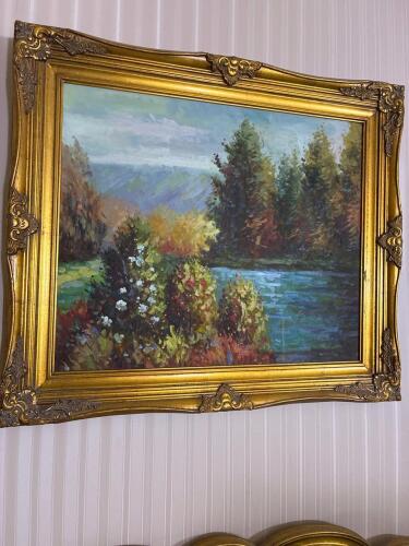 Framed Impressionist-Style Oil Painting