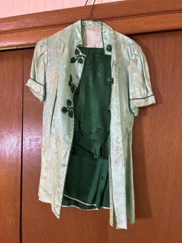 Chinese-Style Satin Jacket and Pants Set with Frog Closures