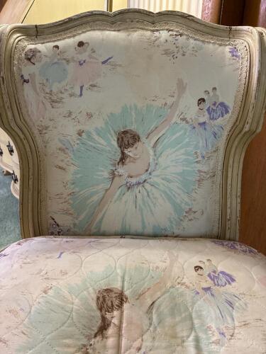 French Provincial-Style Upholstered Chair with Ballerina Print