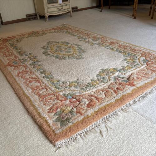 Hand Knotted Indian Wool Floral Area Rug, 4'x6'