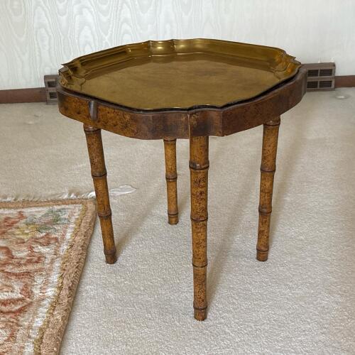 Vintage Sarreid Ltd Brass Tray Top Side Table