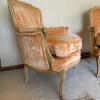 Pair of Peach Velvet Louis XV-Style Berg&egrave;re Armchairs - 2