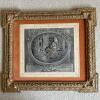 Framed La Felicite Engraving in Ornate Gilt Frame, 18"x16"