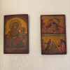 Pair of Traditional Style Painted Wooden Religious Icons, 10"x16"