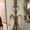 Ornate Table Lamp With Crystal Drops and Swirl Shade - 3