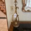Ornate Table Lamp With Crystal Drops and Swirl Shade - 9