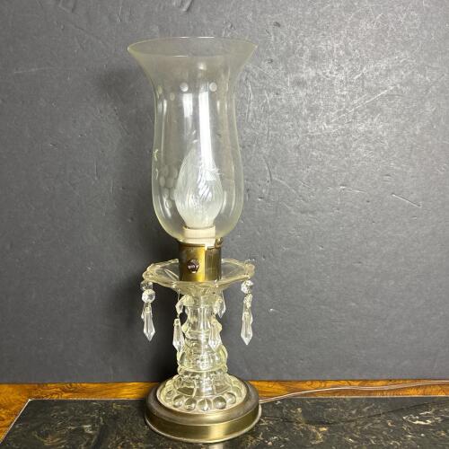 Levron Glass & Brass Table Lamp with Hanging Prisms