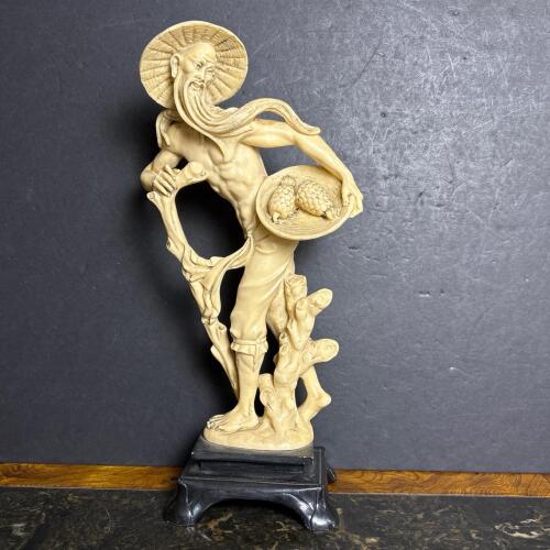 Asian-Style Carved Faux-Ivory Figural Sculpture