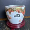 Floral Ceramic Ikebana Vase with Flower Frog - 12