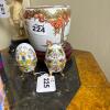 Ceramic Egg Trinket Boxes with Floral & Bird Motifs - 11