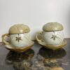 Korean Stoneware Tea Cups with Lids, Saucers, & Strainers - 2