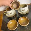 Korean Stoneware Tea Cups with Lids, Saucers, & Strainers - 3