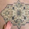 Oriental-Style Rug with Medallion and Floral Border, 3'6"x4'4" - 3