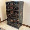 Oriental-Style Black Lacquer Chest with Floral & Bird Motifs