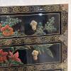 Oriental-Style Black Lacquer Chest with Floral & Bird Motifs - 4