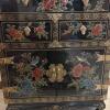 Oriental-Style Black Lacquer Chest with Floral & Bird Motifs - 6