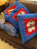 Embroidered Satin Decorative Pillows with Crane Motif
