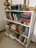 White Wood Bookcase with Books and Lamps - 4