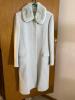 Women's Light Blue Wool Coat with Faux Fur Collar