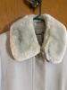 Women's Light Blue Wool Coat with Faux Fur Collar - 2