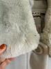 Women's Light Blue Wool Coat with Faux Fur Collar - 5