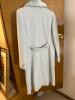 Women's Light Blue Wool Coat with Faux Fur Collar - 8