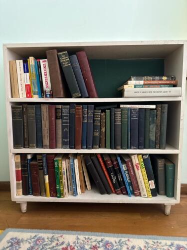White Bookshelf with Assorted Vintage and Modern Books