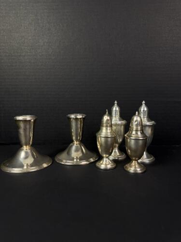 Sterling Silver Salt and Pepper Shakers with Candleholders