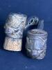 Pair of Antique Cast Iron Lion Figural Bottle Stoppers