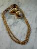 14K Gold Chain Necklace and Pair of Modernist Earrings