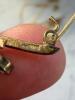 Art Nouveau-Style Gold Brooch, Horn Bar Pin, Painted Pendant - 5