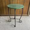 Green Embossed Tile-Top Accent Table