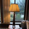 Spiral Carved Table Lamp With Metal Tripod Base
