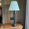 Black Metal Table Lamp With Lattice Twist Base and Pleated Shade - 2