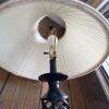 Black Metal Table Lamp With Lattice Twist Base and Pleated Shade - 4