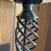 Black Metal Table Lamp With Lattice Twist Base and Pleated Shade - 5