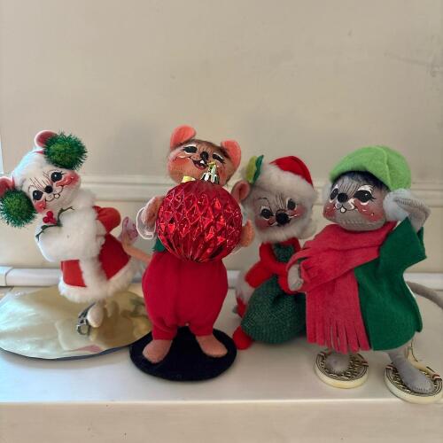 Four Annalee Christmas Mouse Figurines