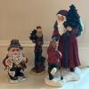 Three Santa Figurines with Woodland and Winter Scenes