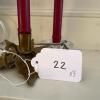 Two Candleholders and Candle Snuffer - Leaf and Glass Styles - 9
