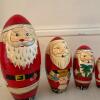Santa and Floral Wooden Nesting Dolls - 2