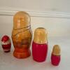 Santa and Floral Wooden Nesting Dolls - 5