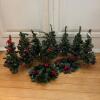 Artificial Tabletop Christmas Trees and Wreath Candle Rings
