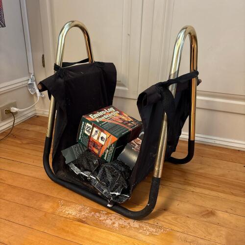 Firewood Log Carrier with Fire Starters, Firelogs, and Matches