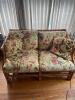 Rattan Loveseat With Floral Upholstered Cushions - 2