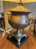 Antique-Style Brass Samovar Table Lamp with Square Shade - 2