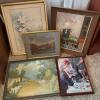 Assorted Framed Art: Floral, Cityscape, Garden