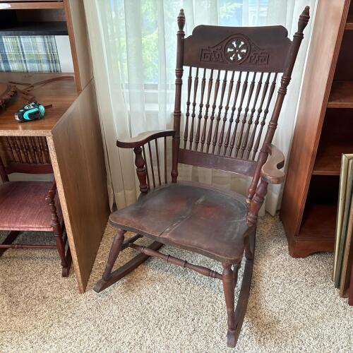 Vintage Windsor-Style Wooden Rocking Chair
