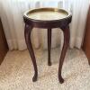 Round Brass Tray-Top Accent Table